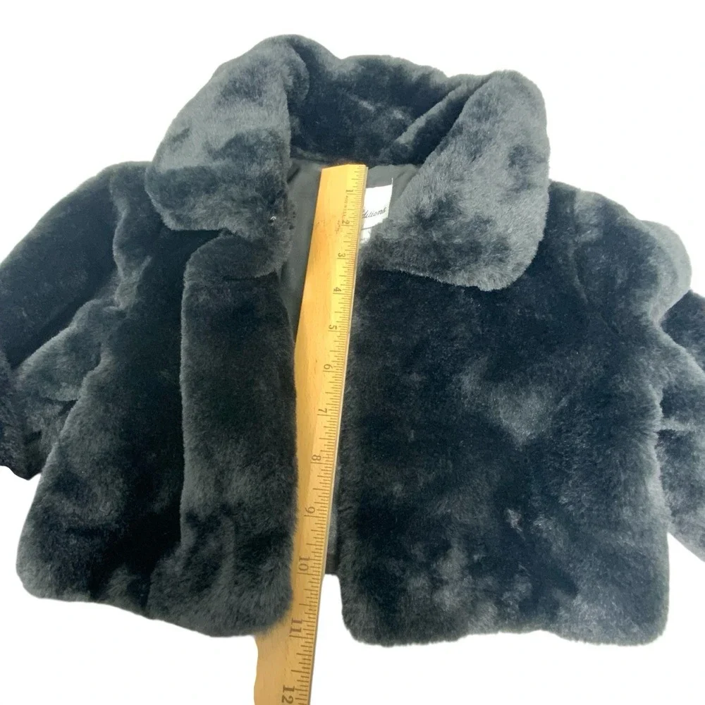 Rare Editions Collared Faux Fur Jacket Toddler Girls Size‎ 5 Black Long Sleeve
